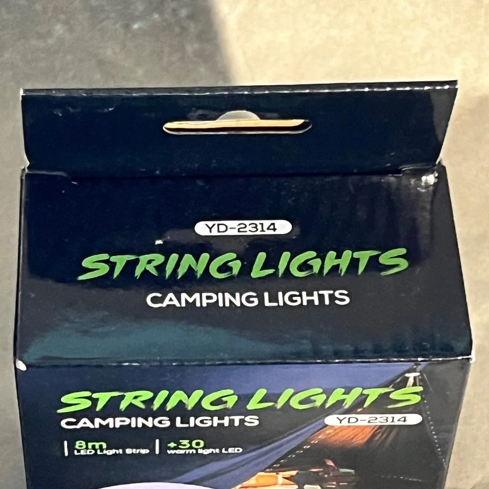 YD-2314 8m Camping String Lights Warm White LED Rechargeable Waterproof YD-2314